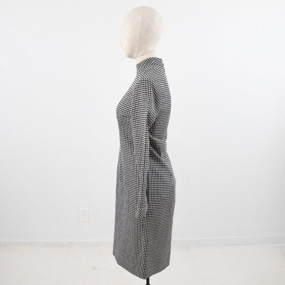 Vintage M Wool Silk Gingham Plaid Check Dress - Picture 4 of 12